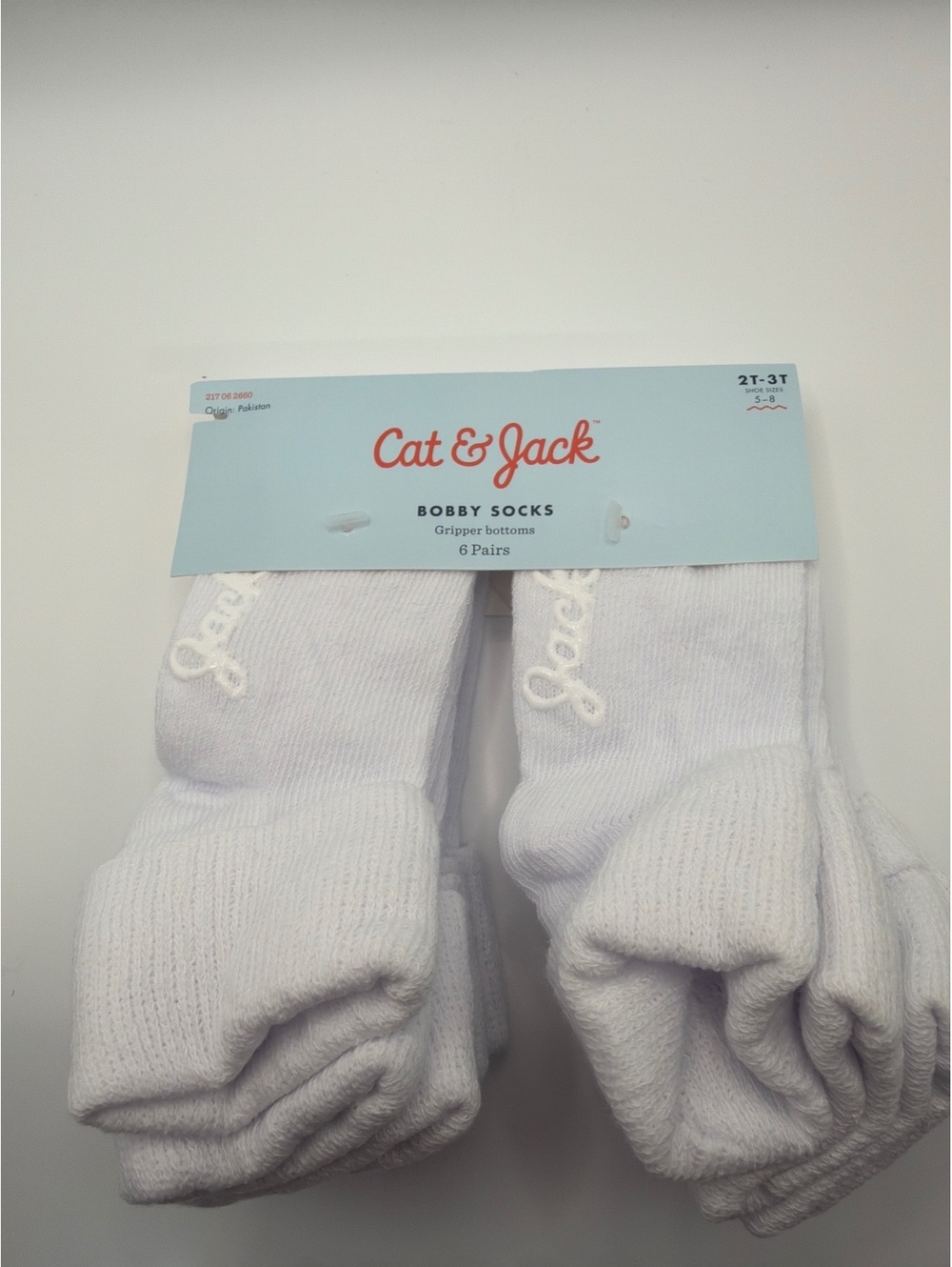 Cat & Jack Bobby Socks 6 Pairs White Size 2T-3T